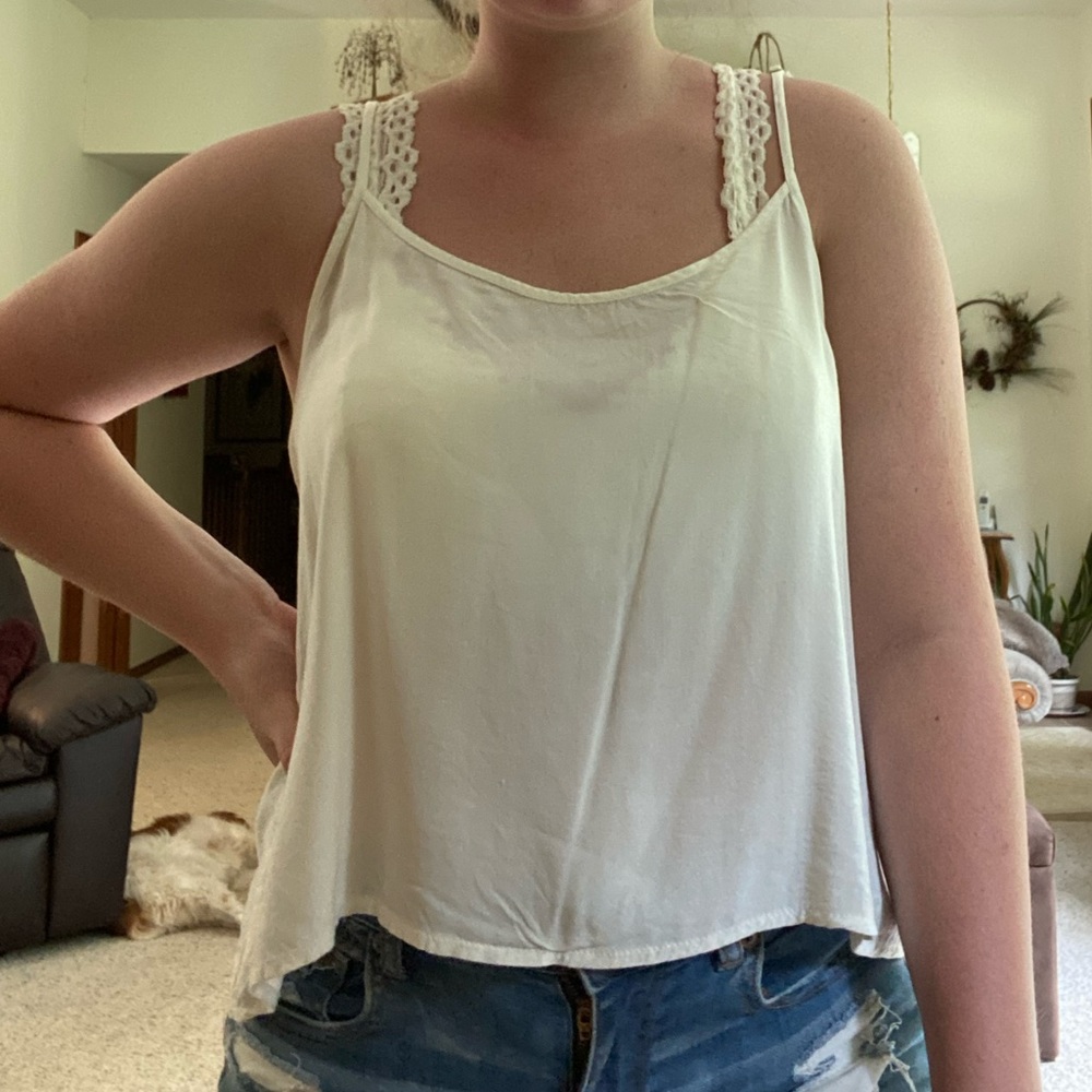 Simple white flowy tank